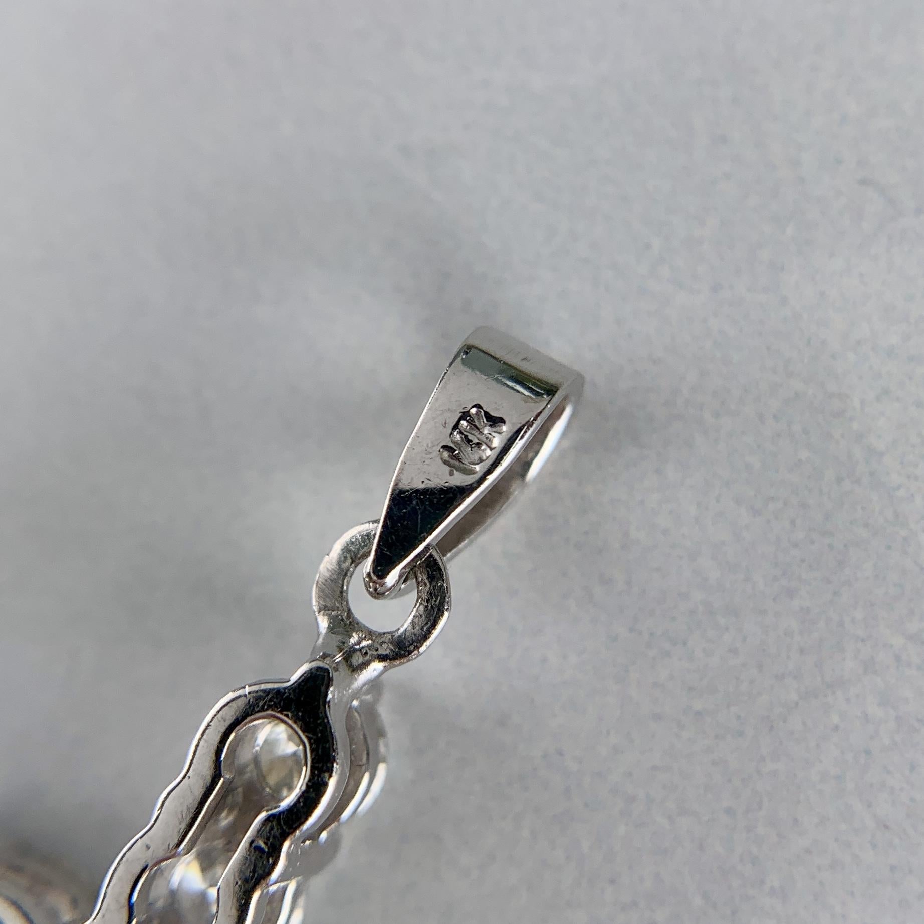 Small Diamond Cross Pendant Necklace 14k White Gold