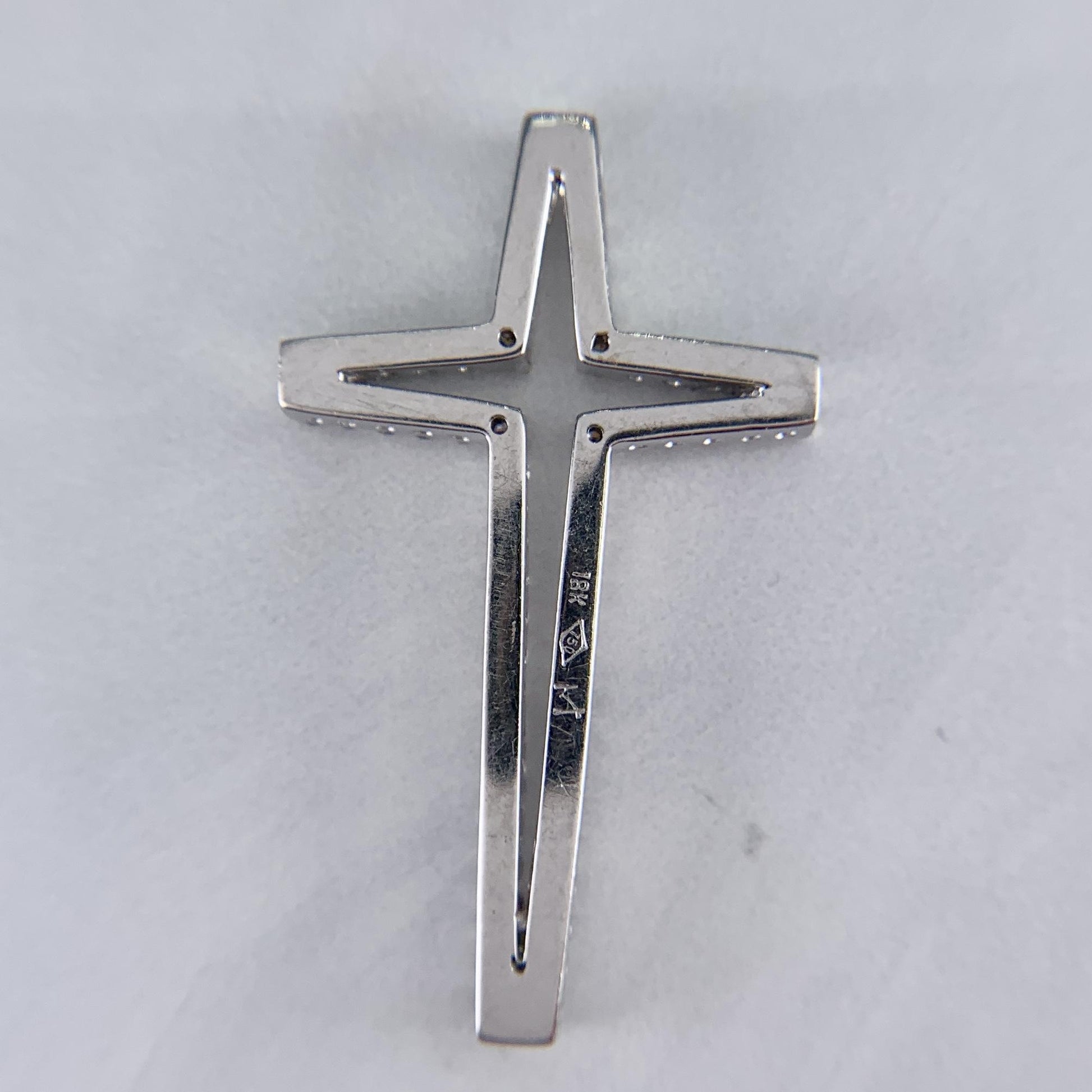 Cut Out Diamond Cross Pendant Necklace 18k White Gold