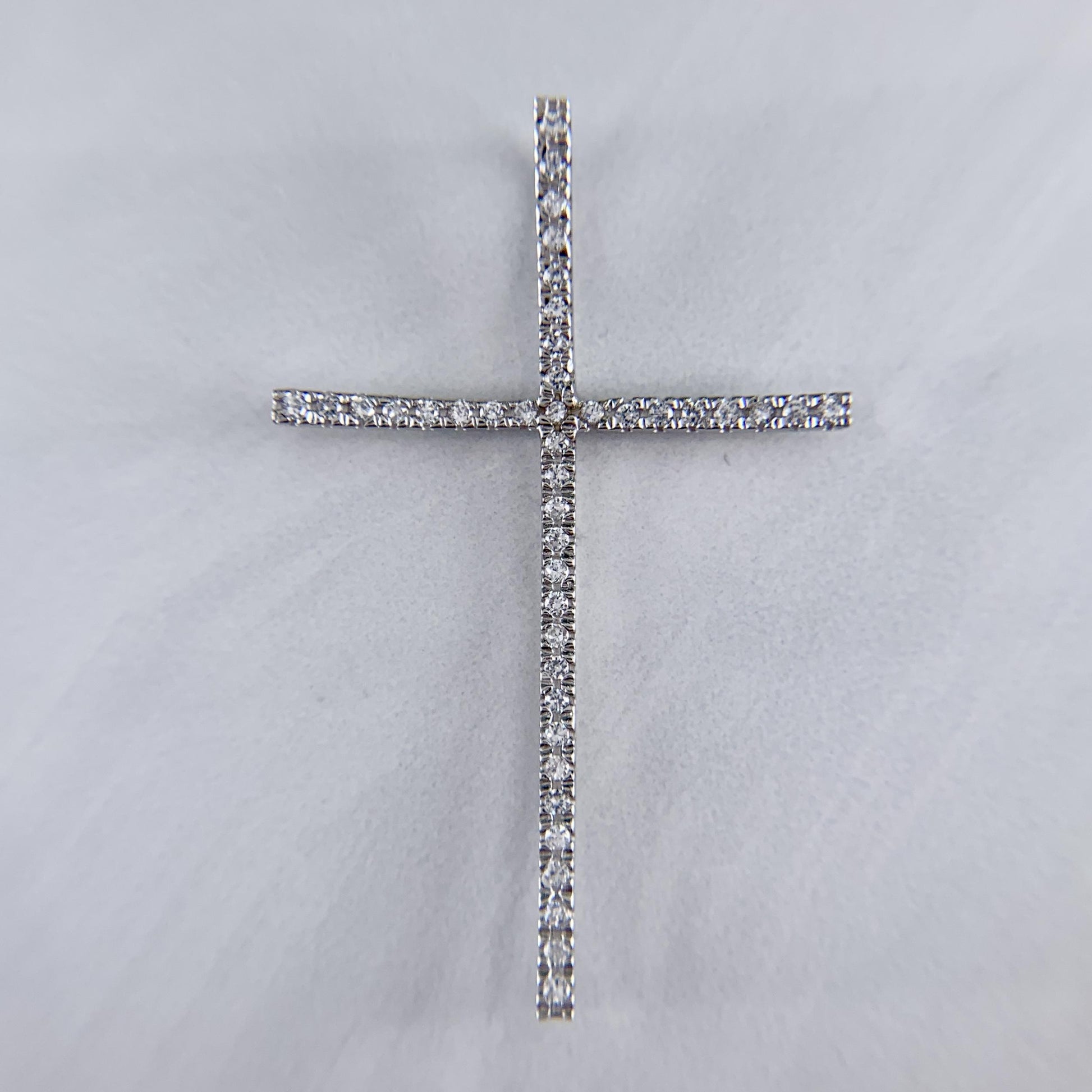 Medium Diamond Cross Pendant 14k White Gold