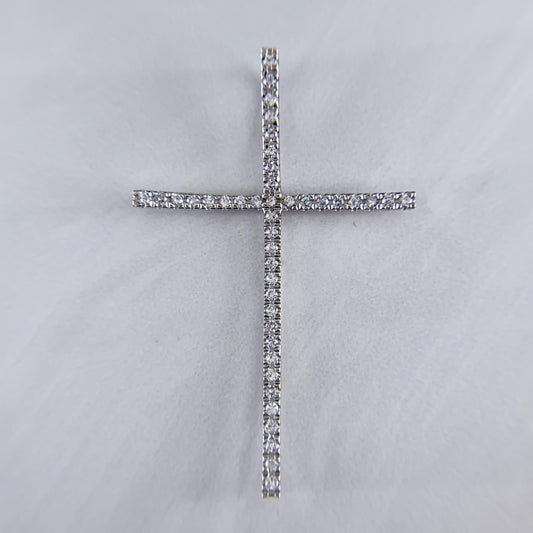 Medium Diamond Cross Pendant 14k White Gold