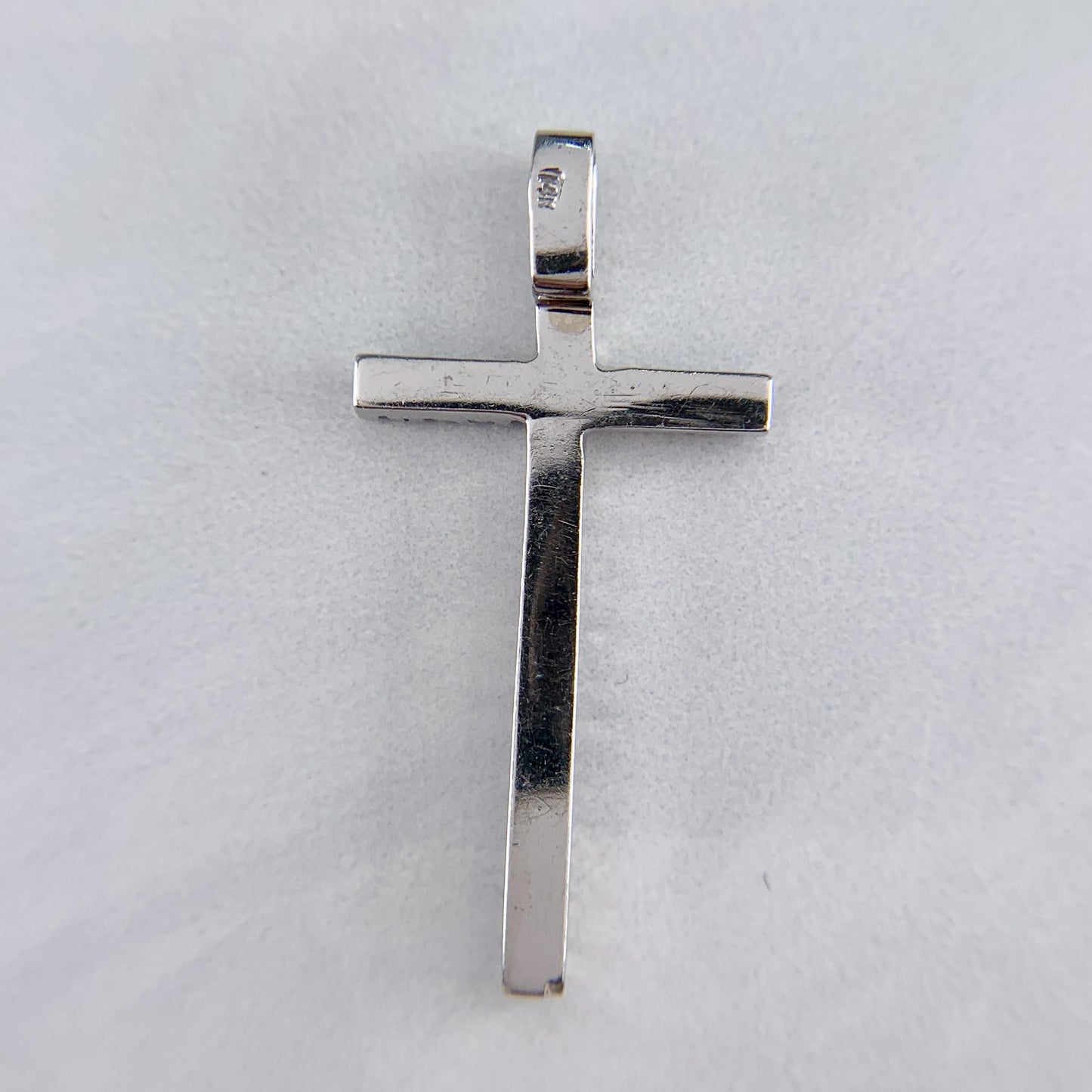 Estate Diamond Cross Pendant Necklace 14k White Gold