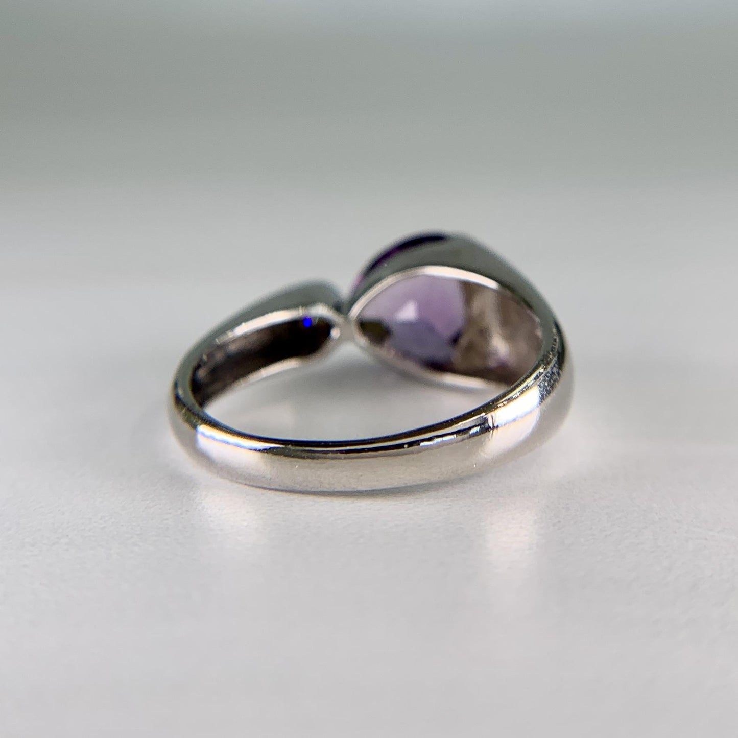 Checkerboard Cut Amethyst and Diamond Ring 14k White Gold