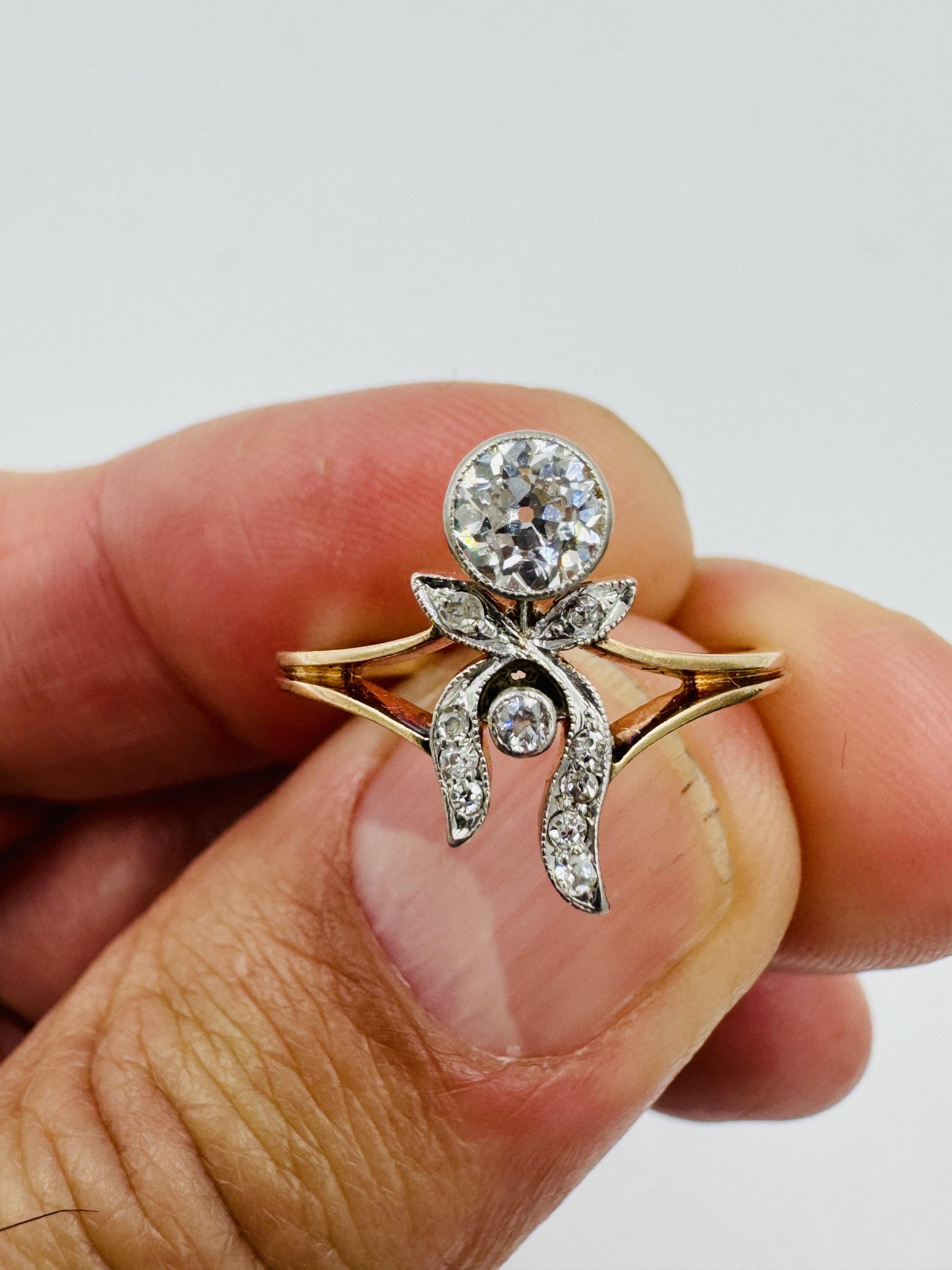 Circa 1910 Russian 14k gold Diamond Ring