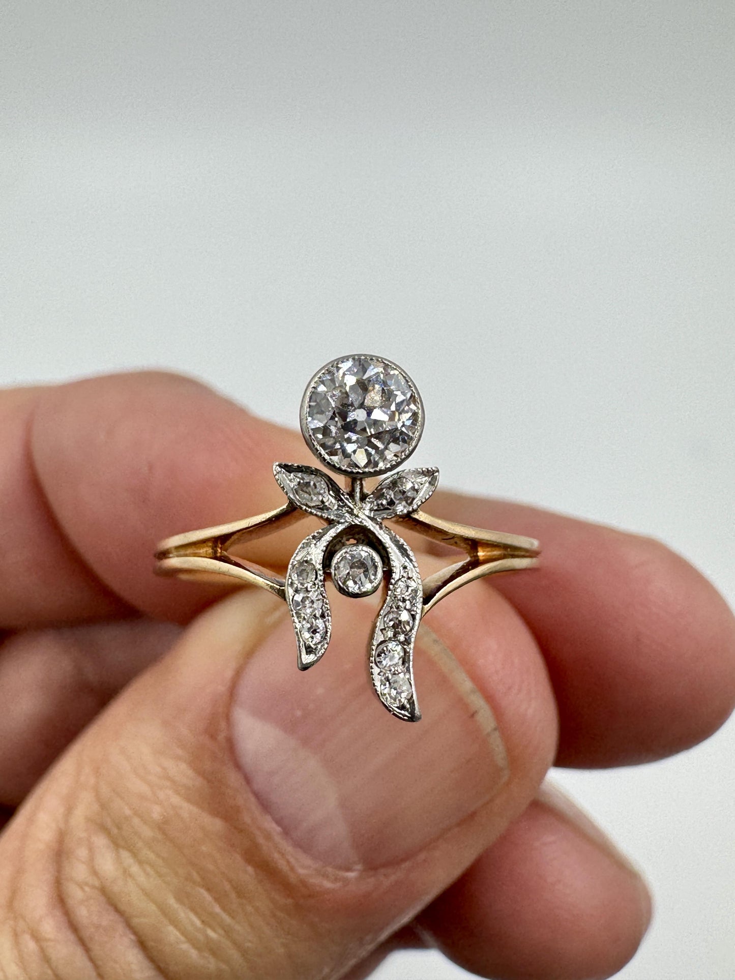 Circa 1910 Russian 14k gold Diamond Ring