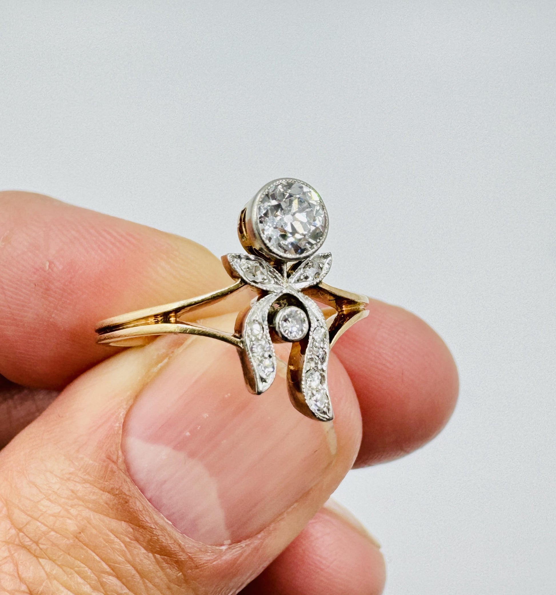 Circa 1910 Russian 14k gold Diamond Ring