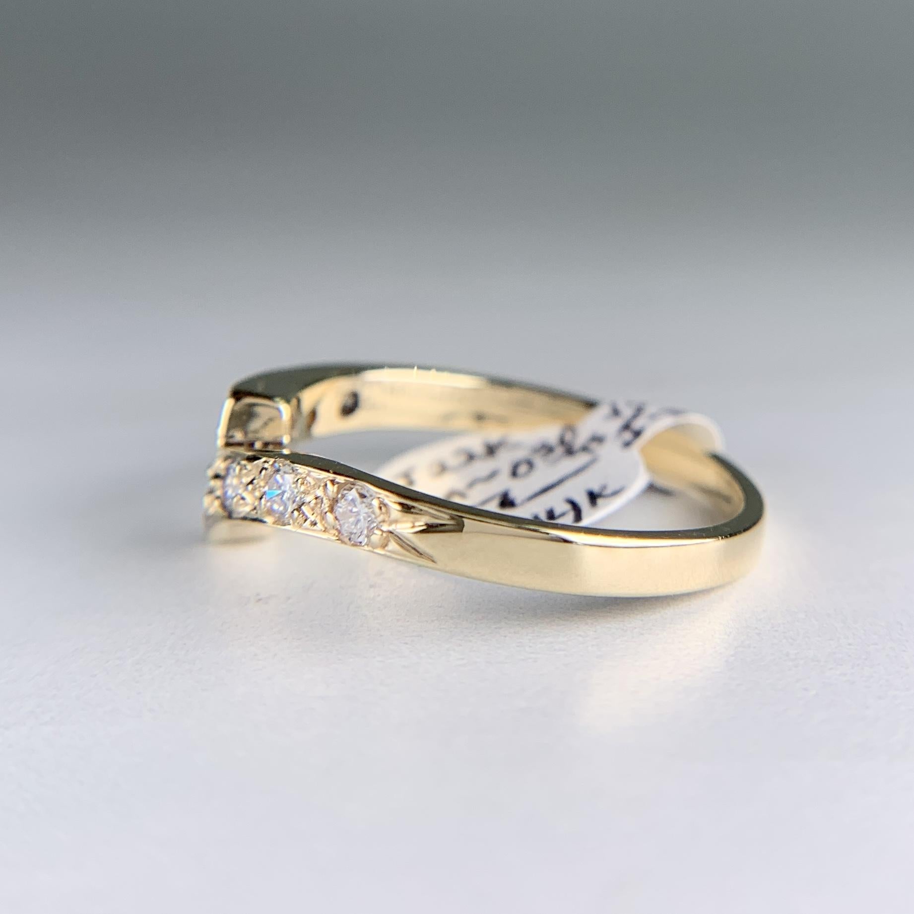 Estate Diamond Bypass Band Ring 14k Yellow Gold
