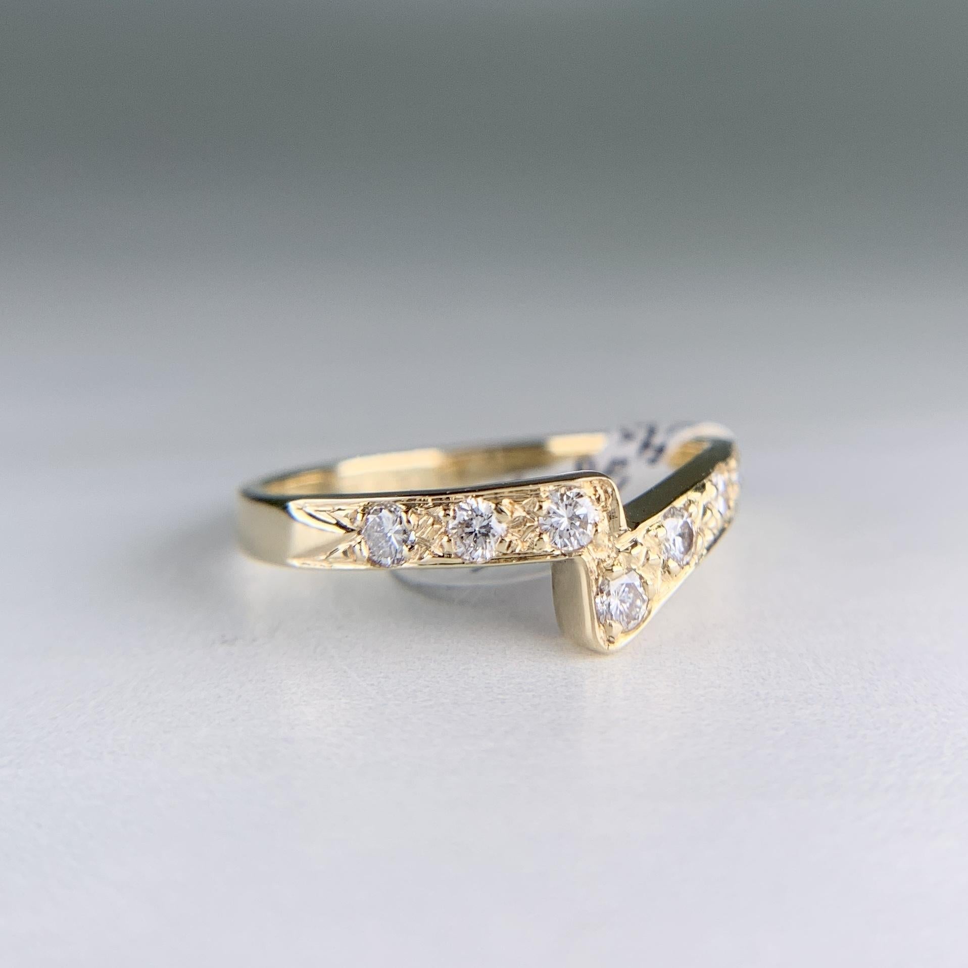 Estate Diamond Bypass Band Ring 14k Yellow Gold