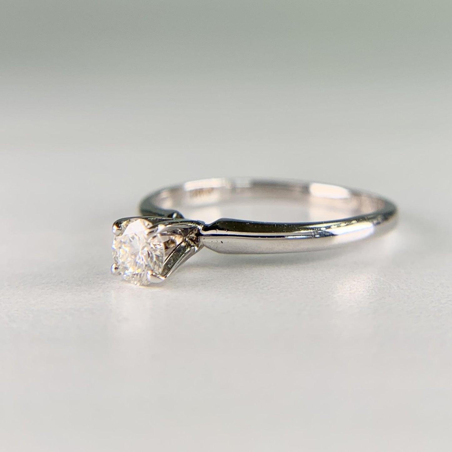 Vintage Magic Glo .20 carat Diamond Engagement Ring 14k White Gold
