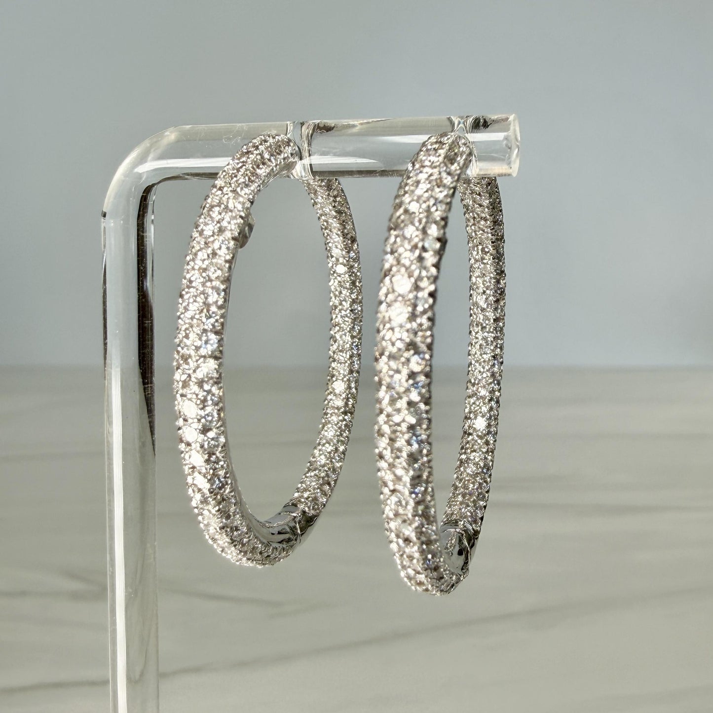 Large Inside out Diamond Hoop Earrings 18k White Gold