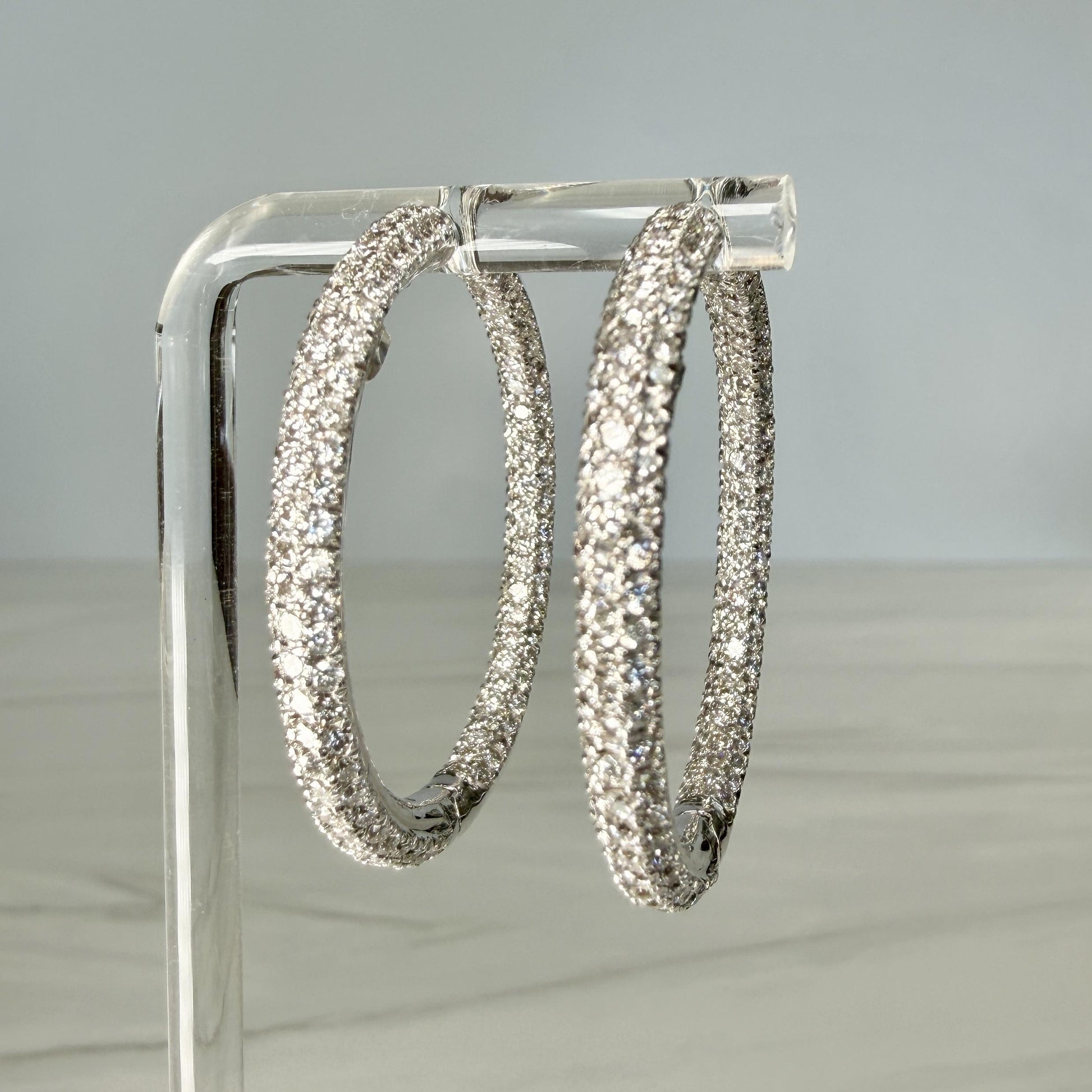 Large Inside out Diamond Hoop Earrings 18k White Gold