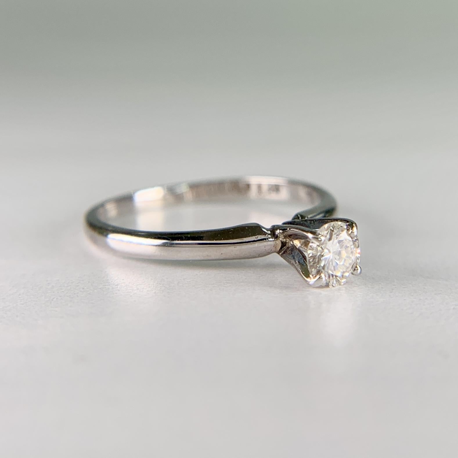 Vintage Magic Glo .20 carat Diamond Engagement Ring 14k White Gold