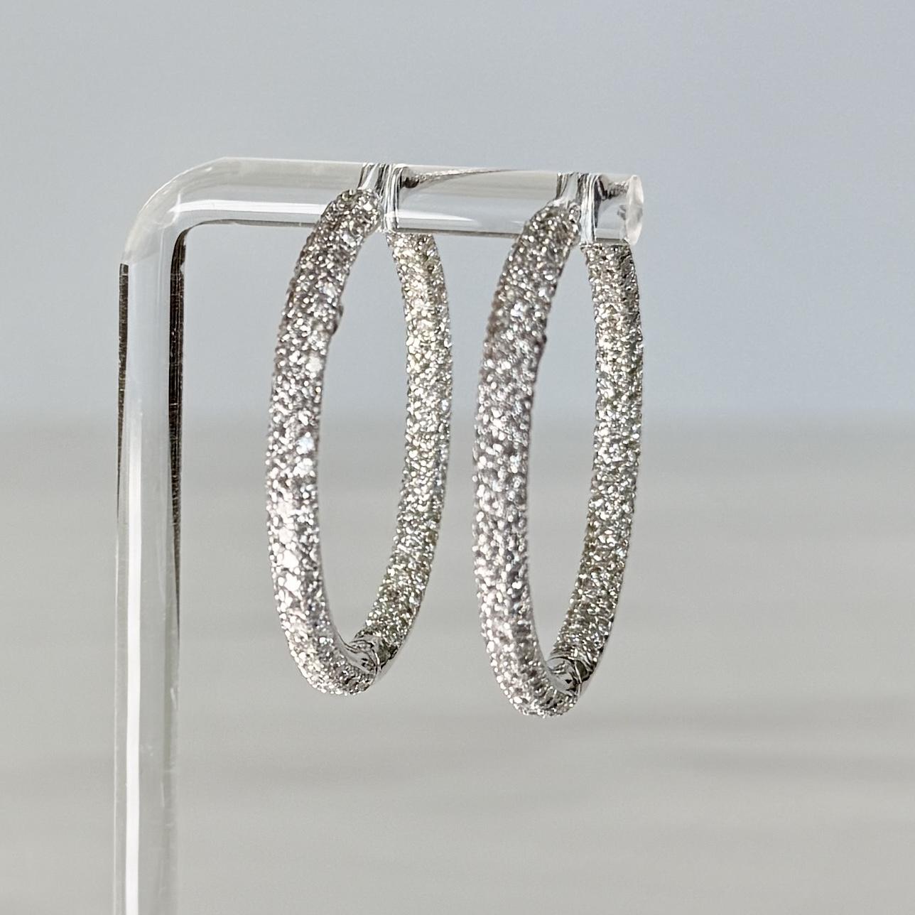 Large Inside out Diamond Hoop Earrings 18k White Gold