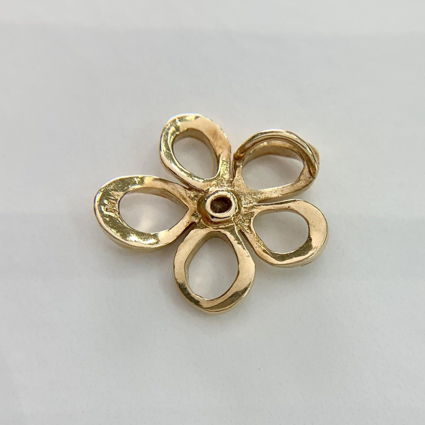Small Diamond Flower Pendant 14k Yellow Gold