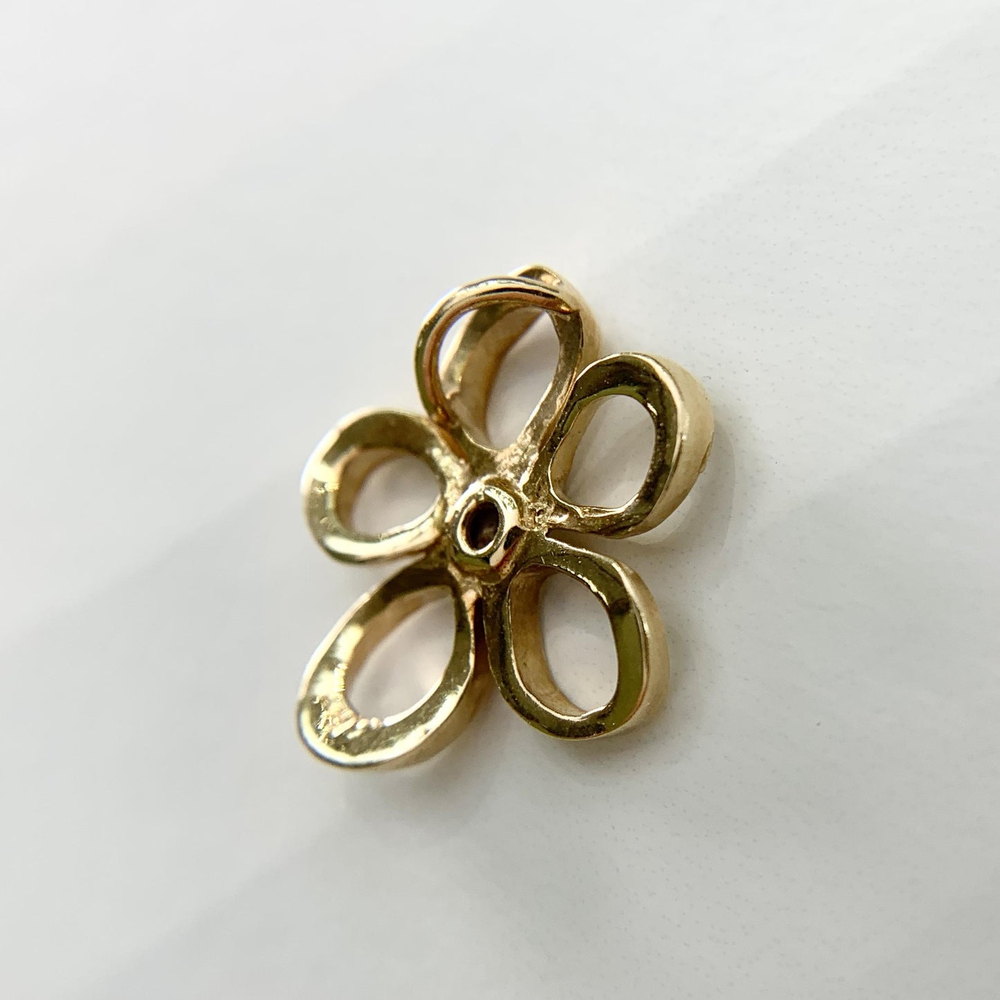 Small Diamond Flower Pendant 14k Yellow Gold