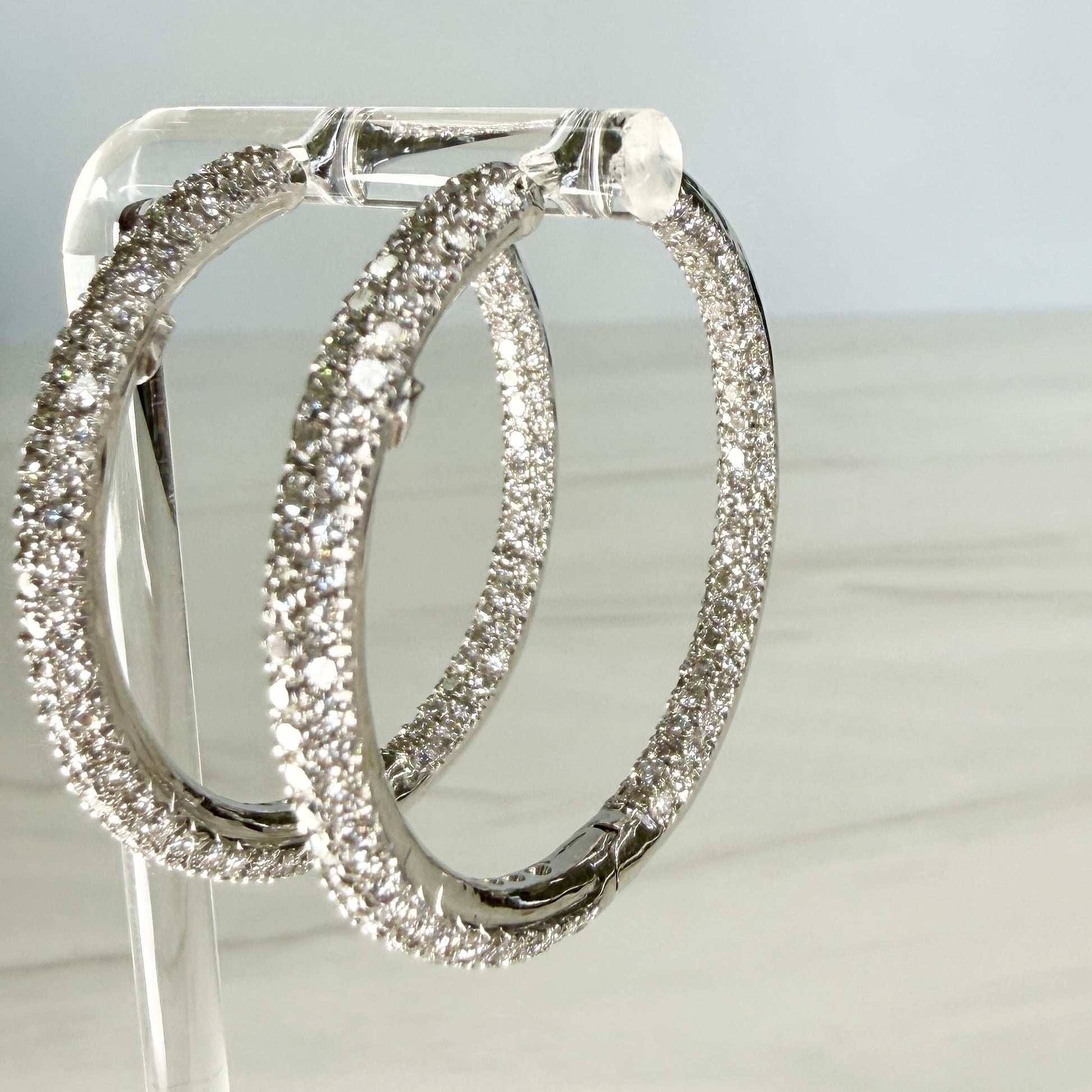 Large Inside out Diamond Hoop Earrings 18k White Gold