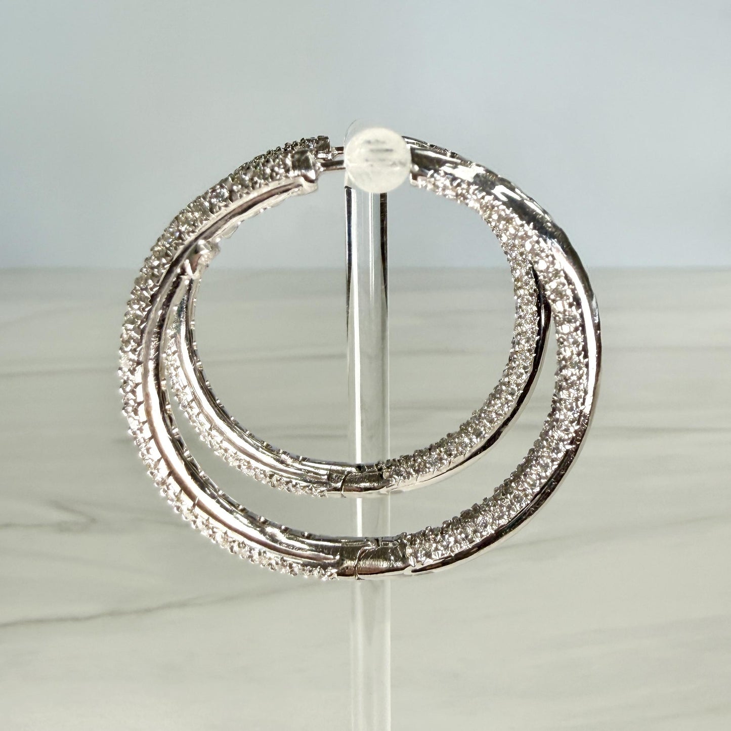 Large Inside out Diamond Hoop Earrings 18k White Gold