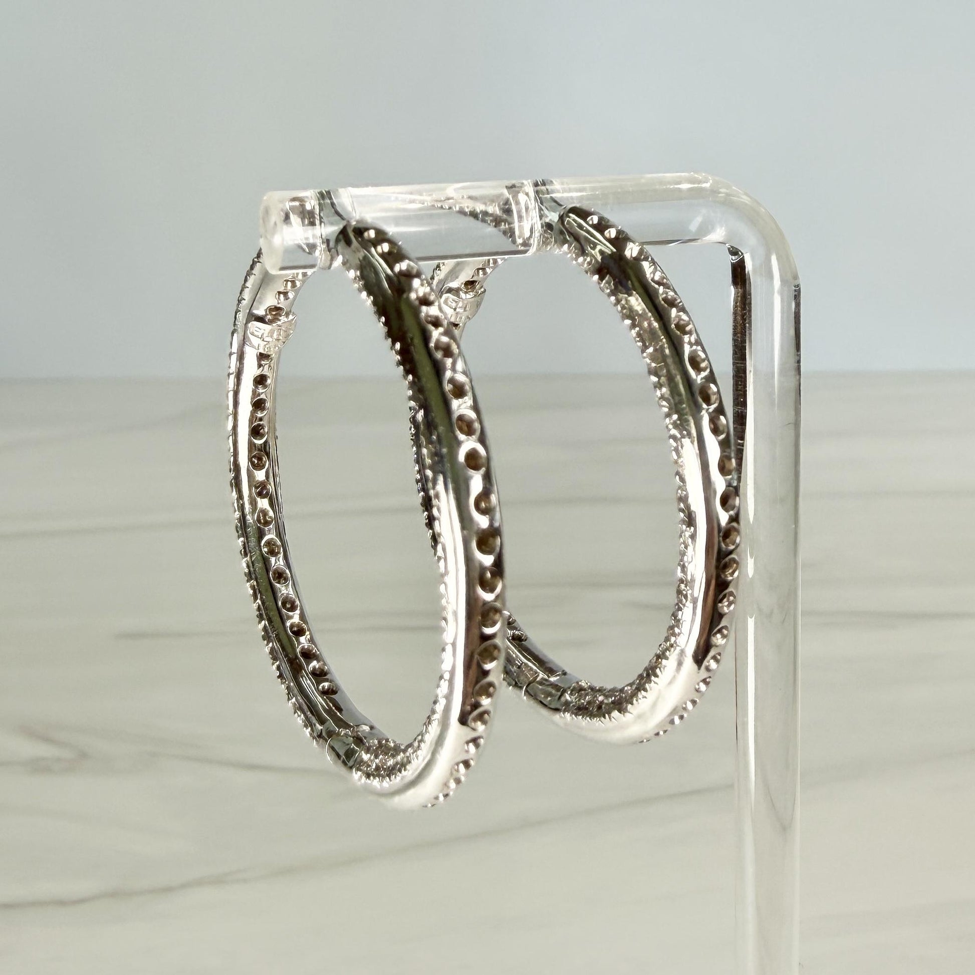 Large Inside out Diamond Hoop Earrings 18k White Gold