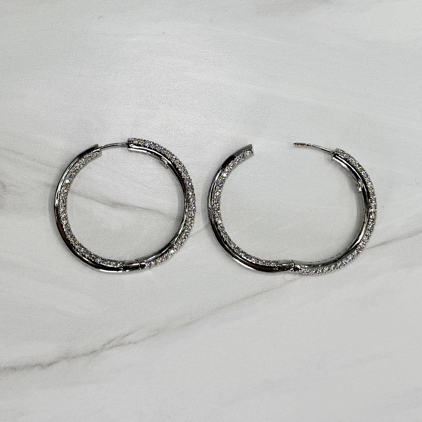Large Inside out Diamond Hoop Earrings 18k White Gold