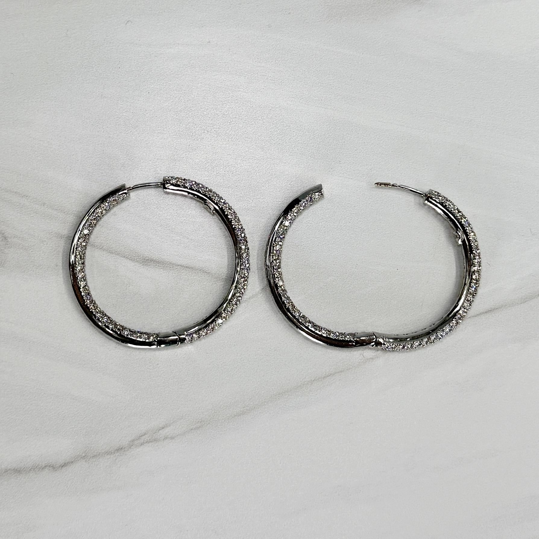 Large Inside out Diamond Hoop Earrings 18k White Gold