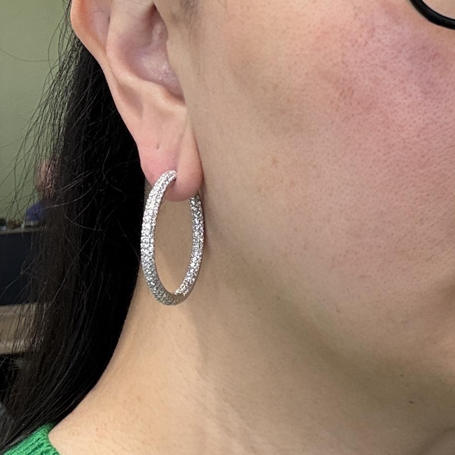 Large Inside out Diamond Hoop Earrings 18k White Gold
