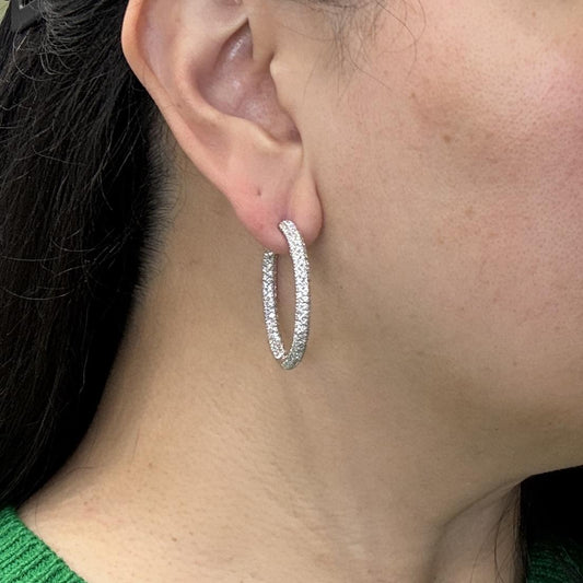 Large Inside out Diamond Hoop Earrings 18k White Gold