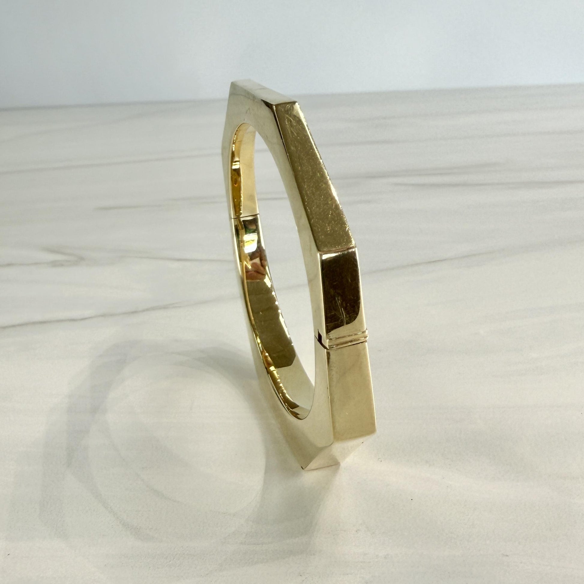 1980's Vintage Octagonal Geometric Bracelet Bangle 14k Yellow Gold