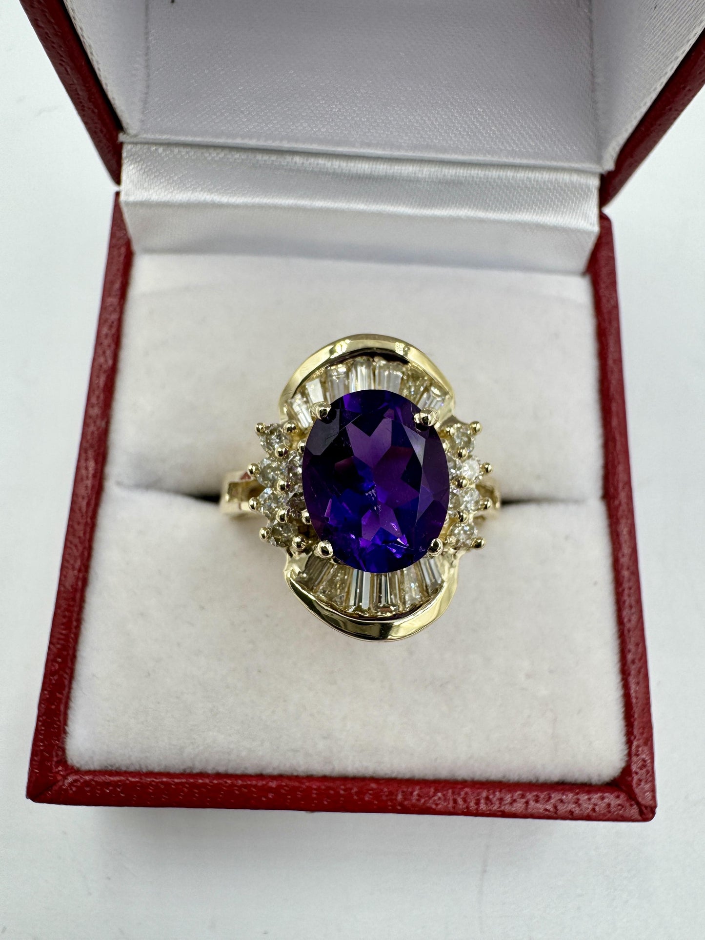 Estate 14k Amethyst Diamond Cocktail Ring