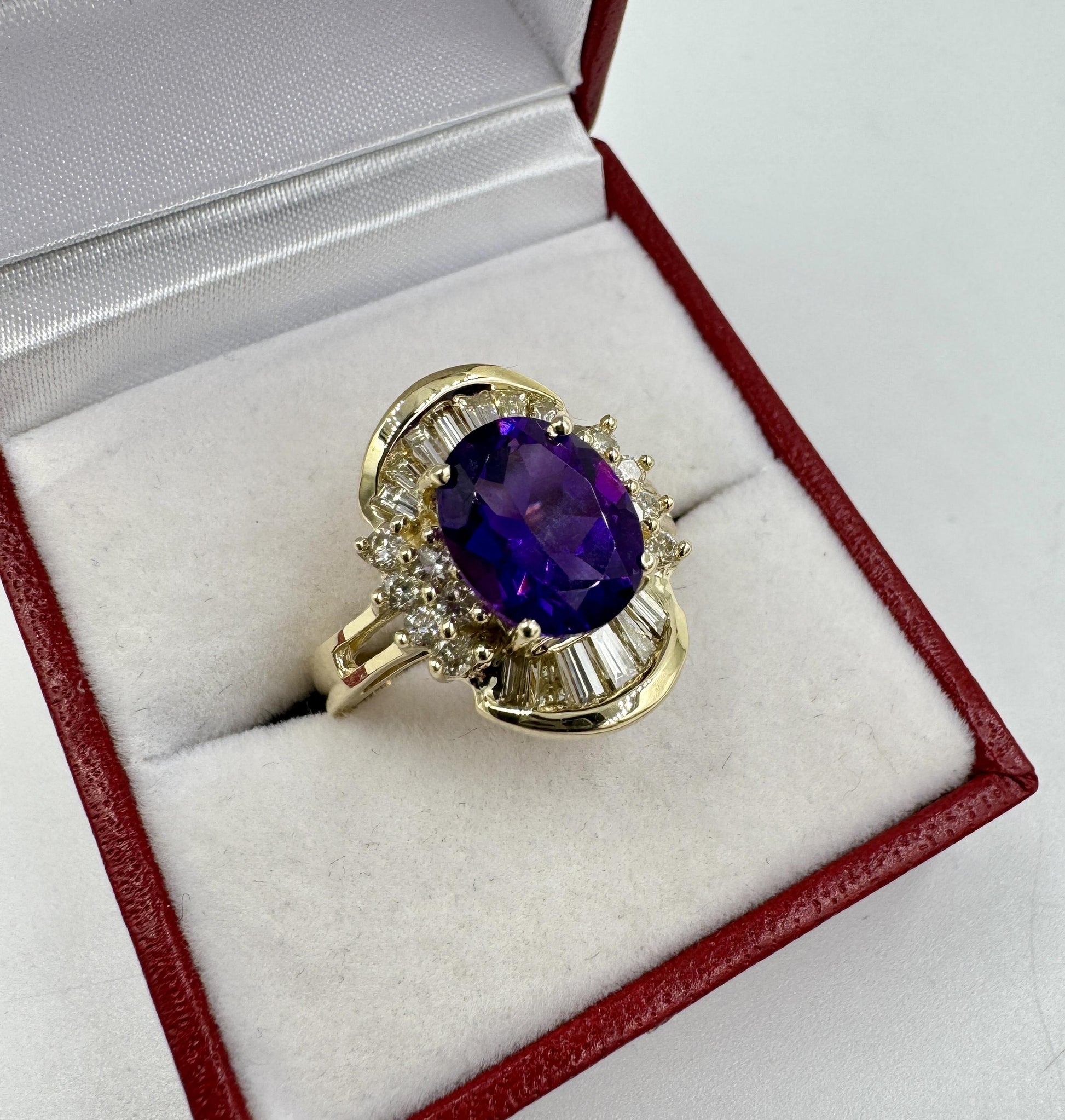 Estate 14k Amethyst Diamond Cocktail Ring