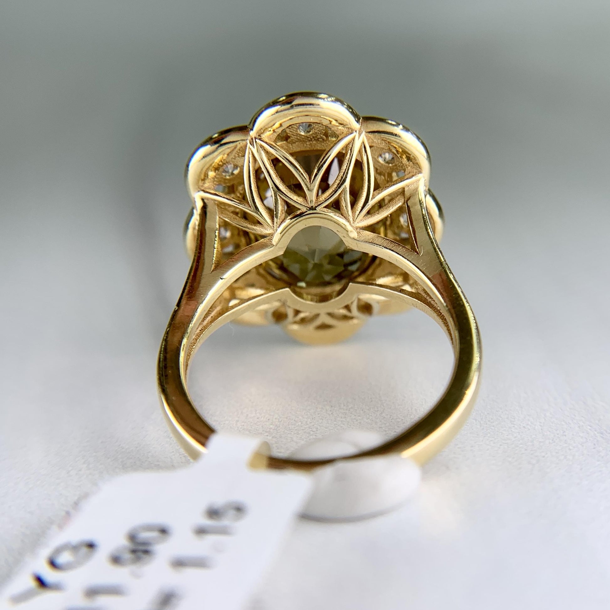 Zircon and Diamond Halo Ring 14k Yellow Gold
