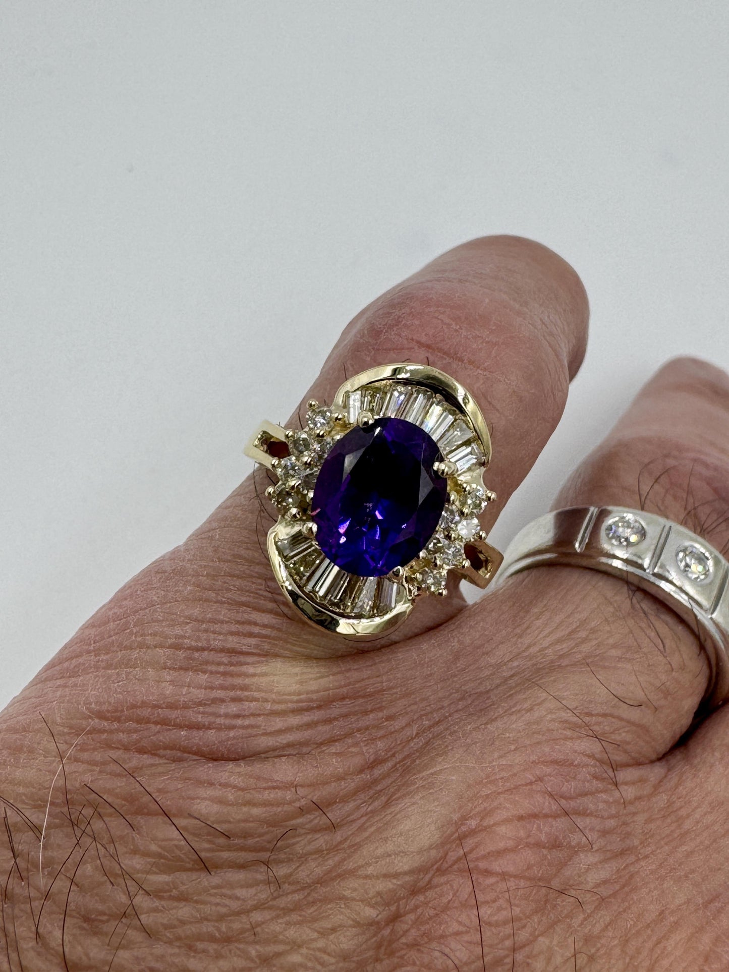 Estate 14k Amethyst Diamond Cocktail Ring