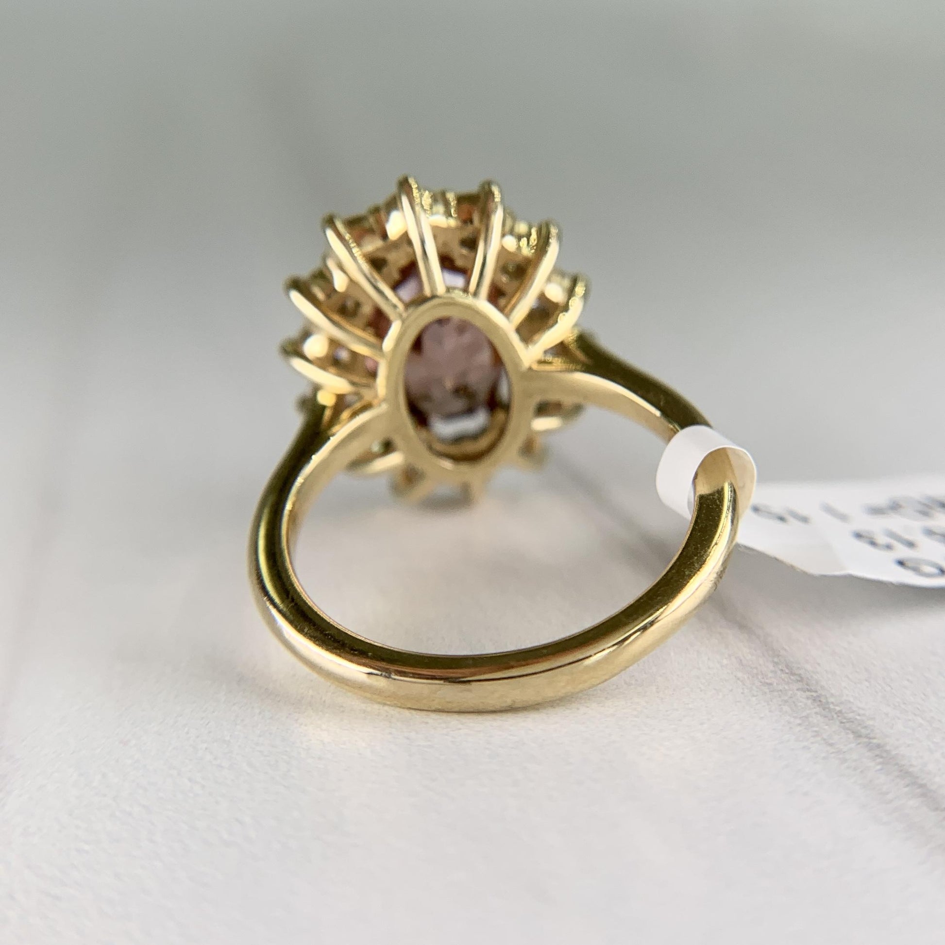 Zircon and Diamond Halo Ring 14k Yellow Gold