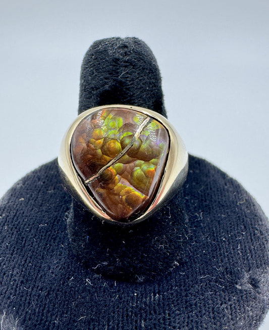 Vintage 14k Gold Fire Agate Men's Ring