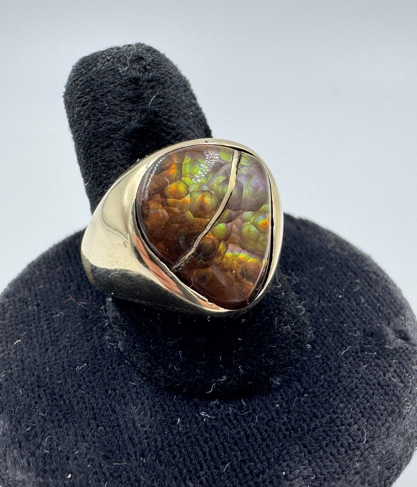 Vintage 14k Gold Fire Agate Men's Ring