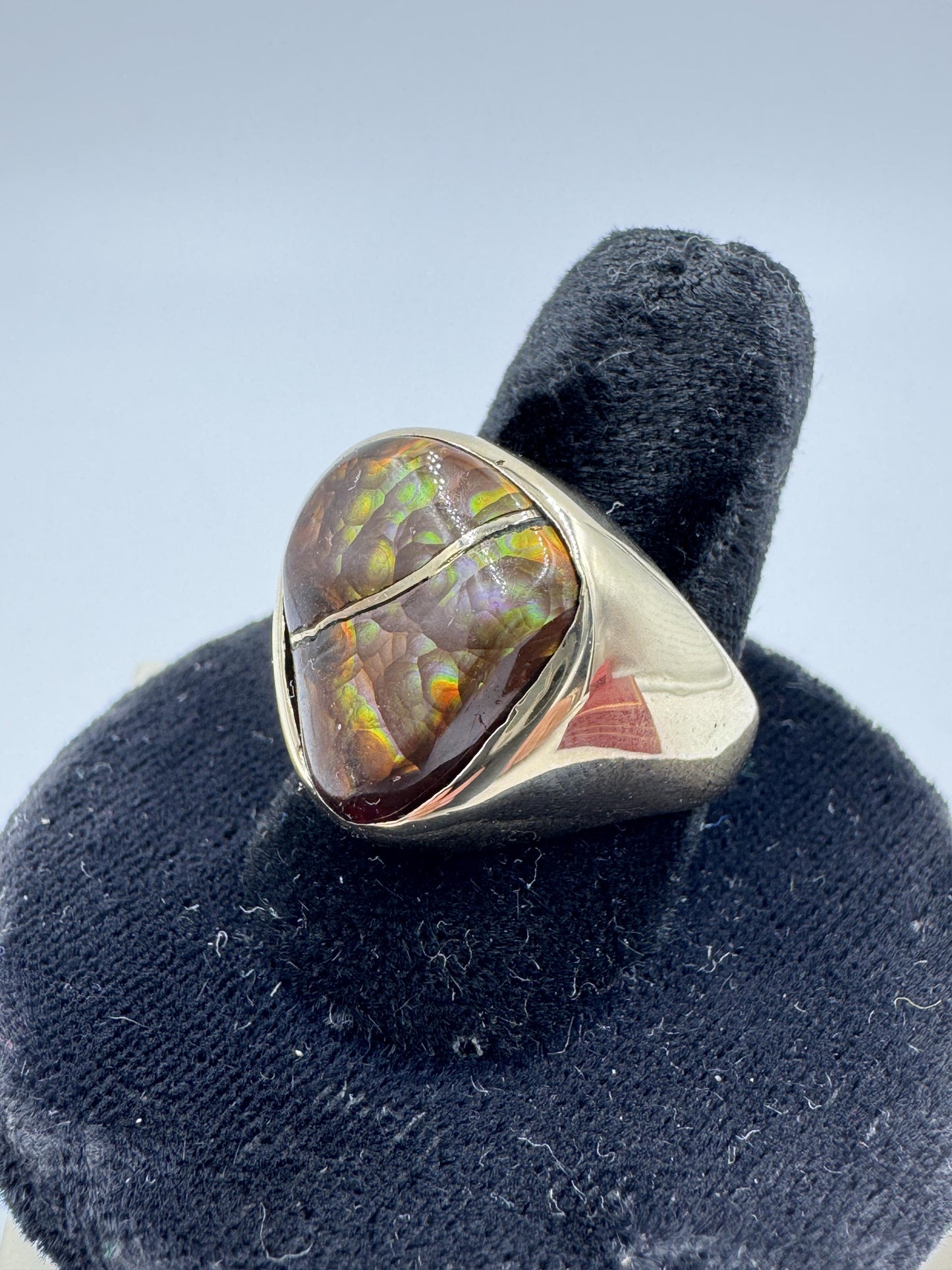 Vintage 14k Gold Fire Agate Men's Ring