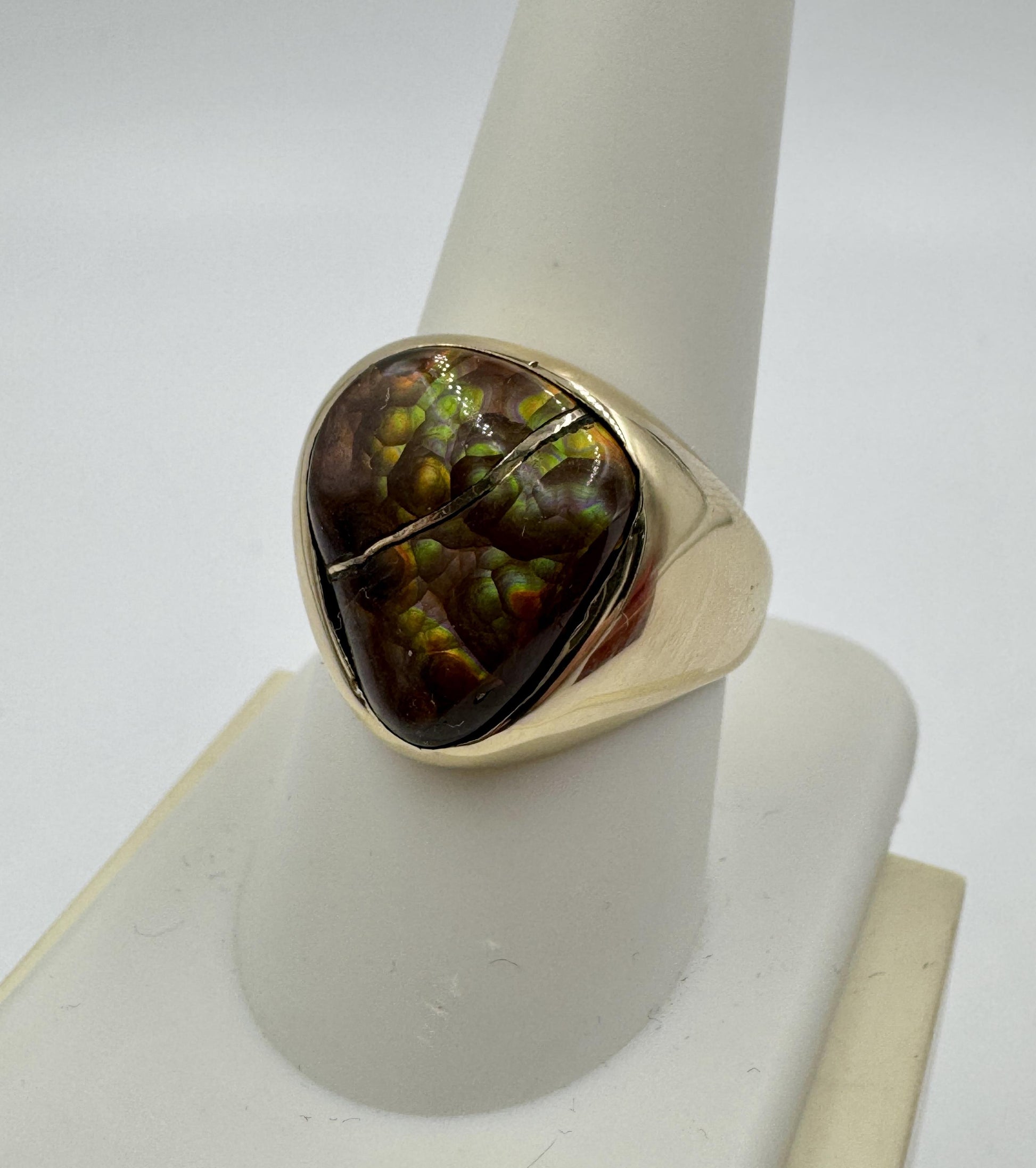 Vintage 14k Gold Fire Agate Men's Ring