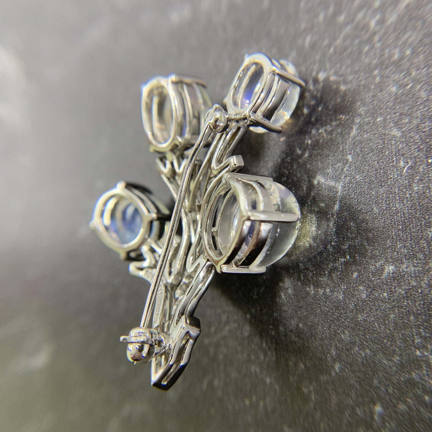 Vintage 1990's Tiffany & Co. Moonstone and Diamond Brooch Platinum