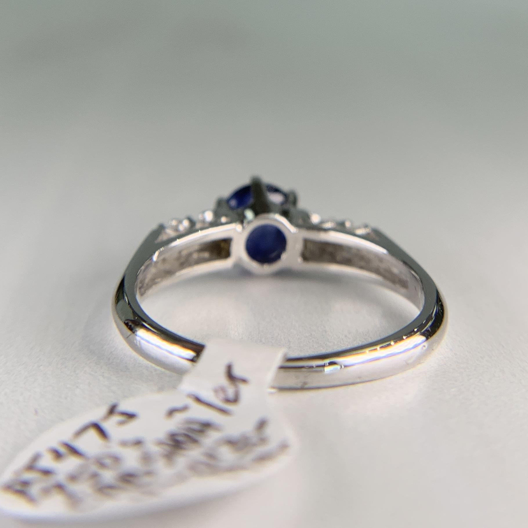 Platinum Diamond and Sapphire Cabochon Mid Century Ring