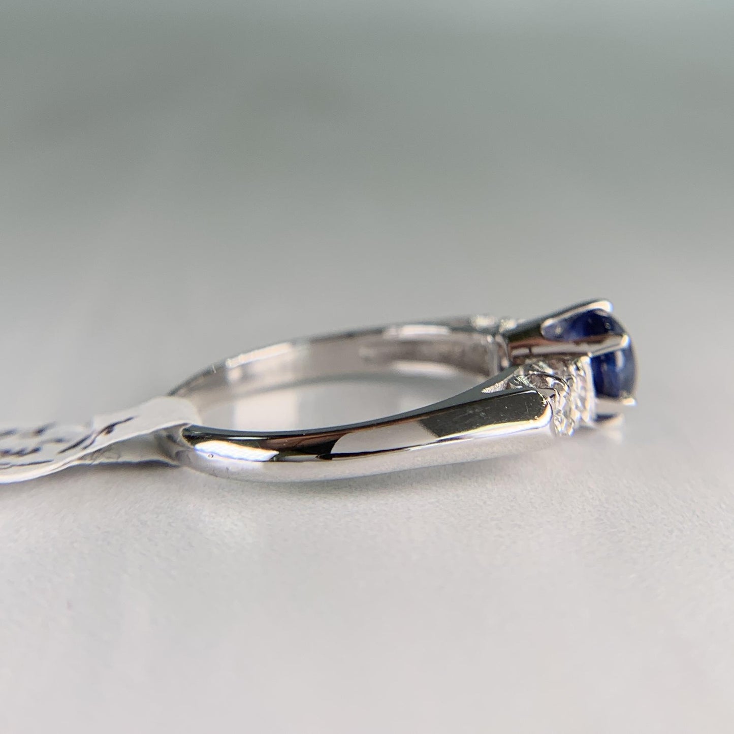 Platinum Diamond and Sapphire Cabochon Mid Century Ring