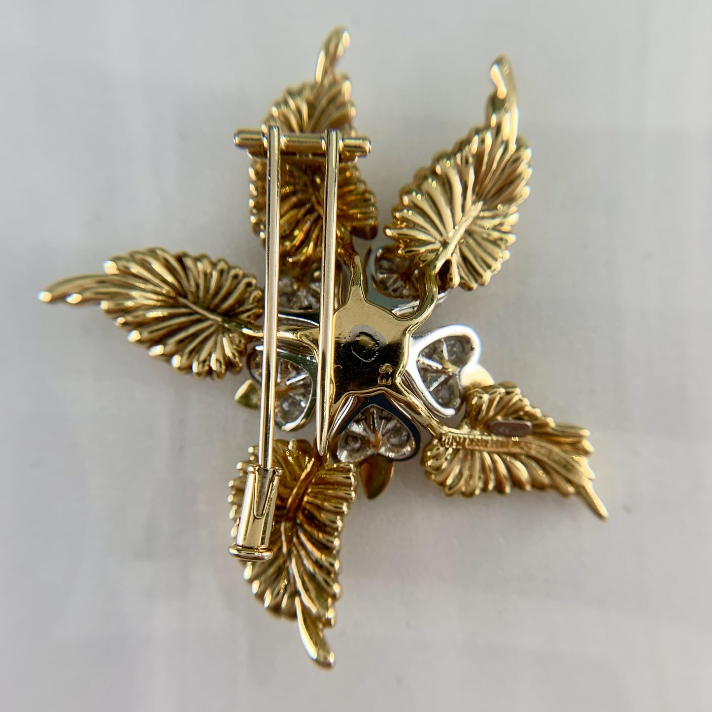 Tiffany & Co. Schlumberger Fern Leaf Diamond Brooch 18k Yellow Gold/Platinum