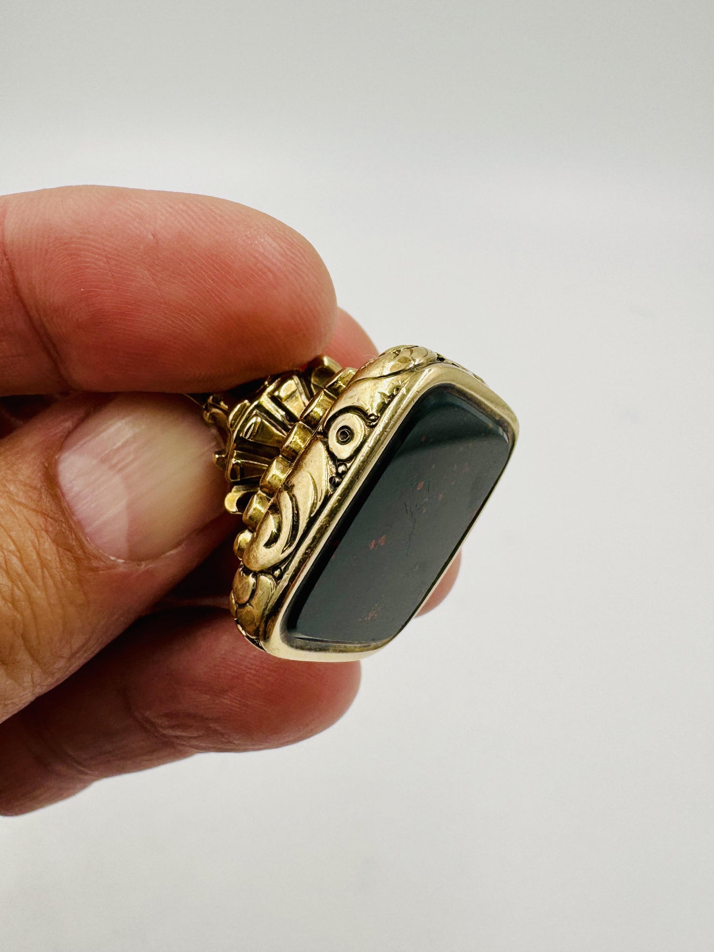 Victorian 14k Gold Bloodstone Fob Pendant