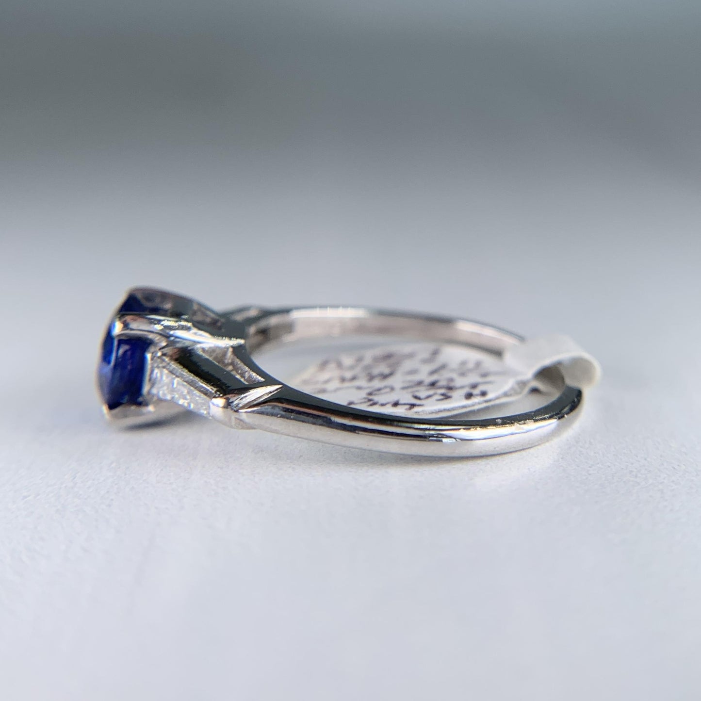 Vintage 1950's Sapphire and Tapered Baguette Diamond Ring Platinum