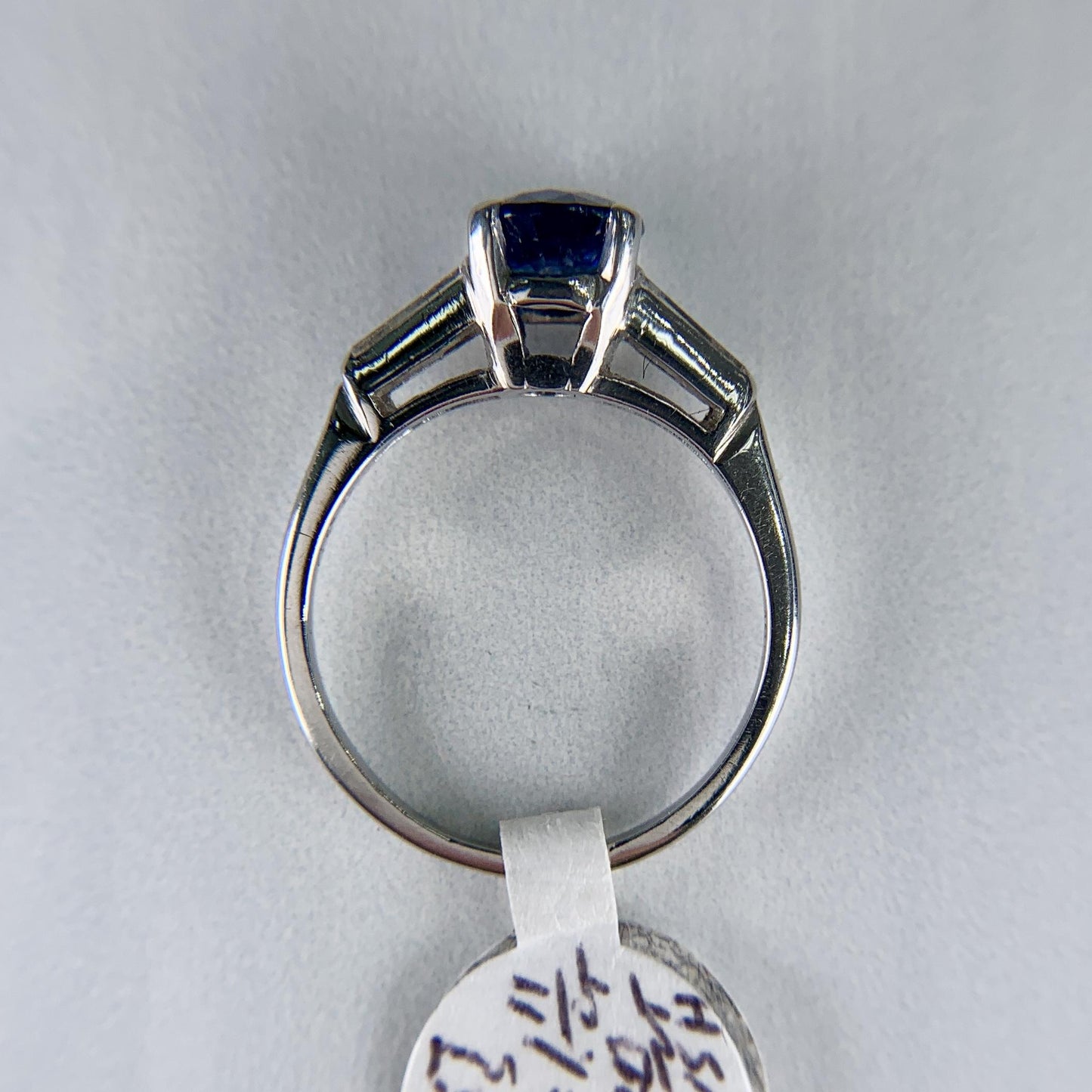 Vintage 1950's Sapphire and Tapered Baguette Diamond Ring Platinum