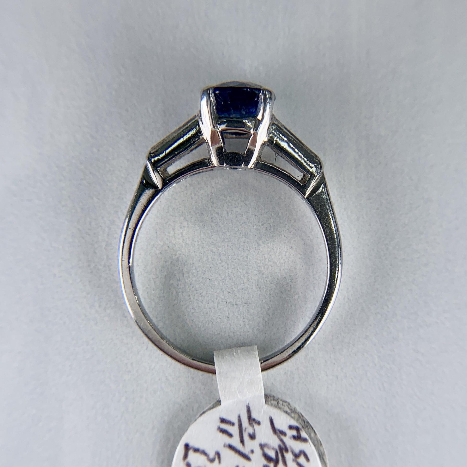 Vintage 1950's Sapphire and Tapered Baguette Diamond Ring Platinum