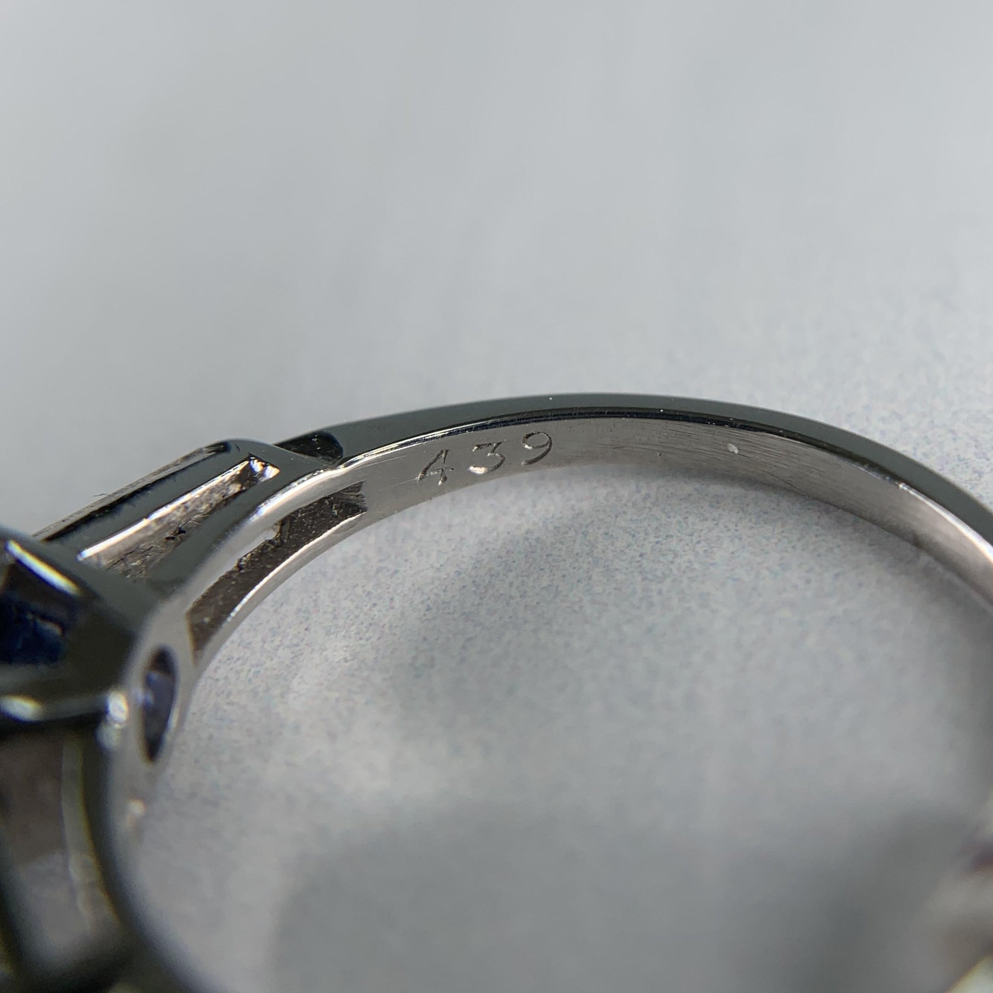 Vintage 1950's Sapphire and Tapered Baguette Diamond Ring Platinum