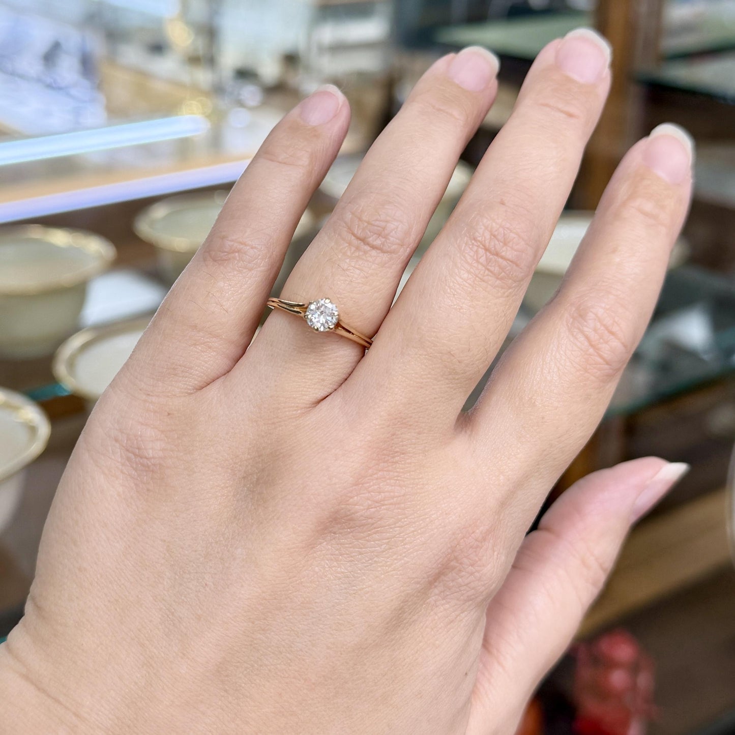 Vintage 1980's .60 Carat Solitaire Diamond Engagement Ring 18k Yellow Gold