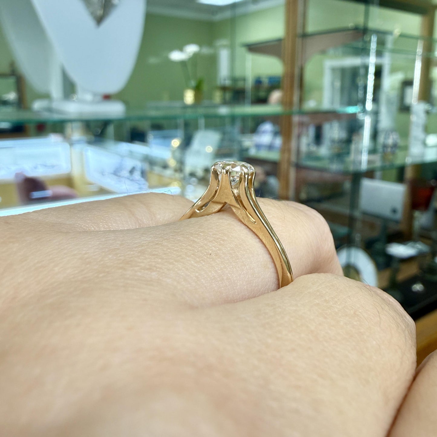 Vintage 1980's .60 Carat Solitaire Diamond Engagement Ring 18k Yellow Gold