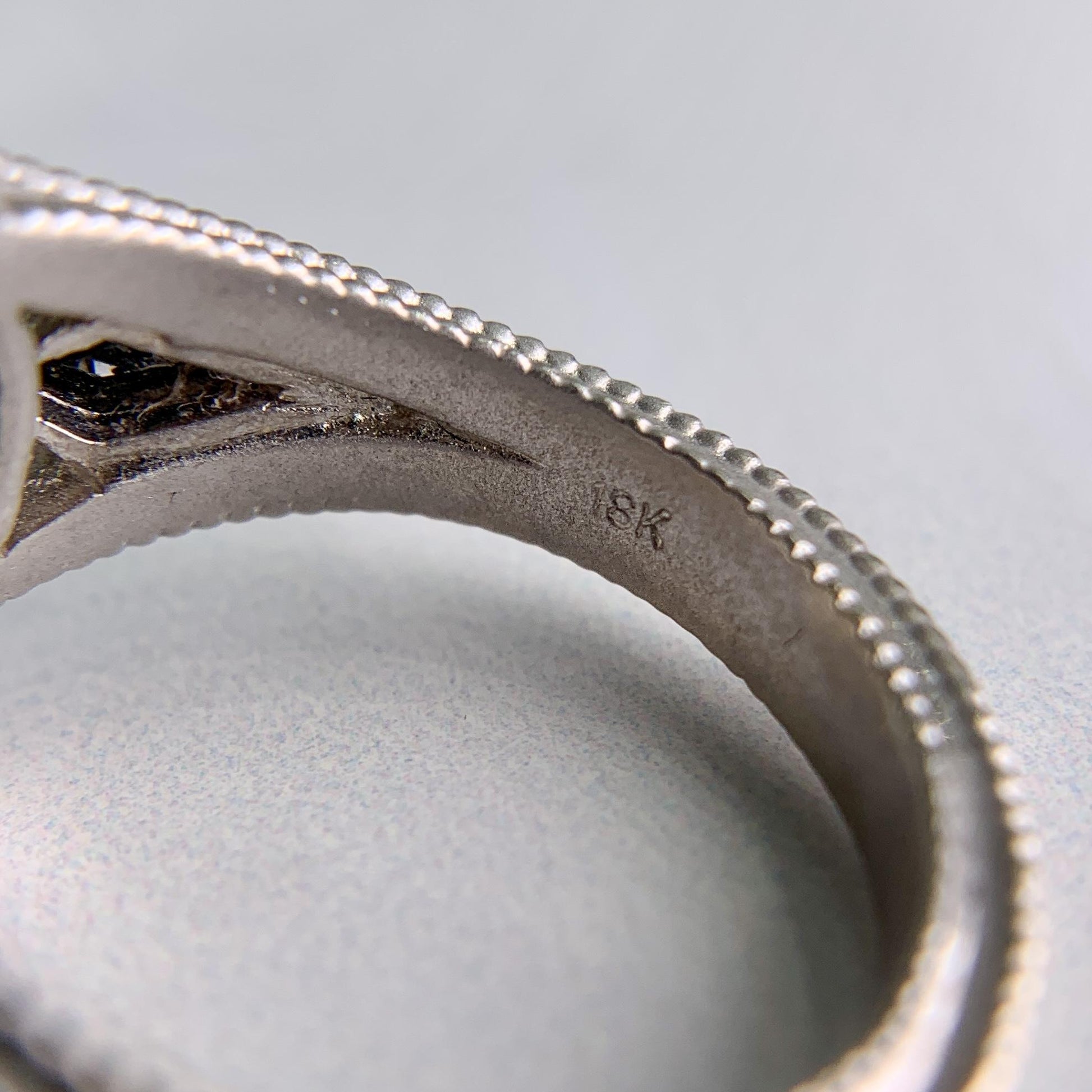 White Topaz Cabochon and Sapphire Diamond Ring 18k White Gold