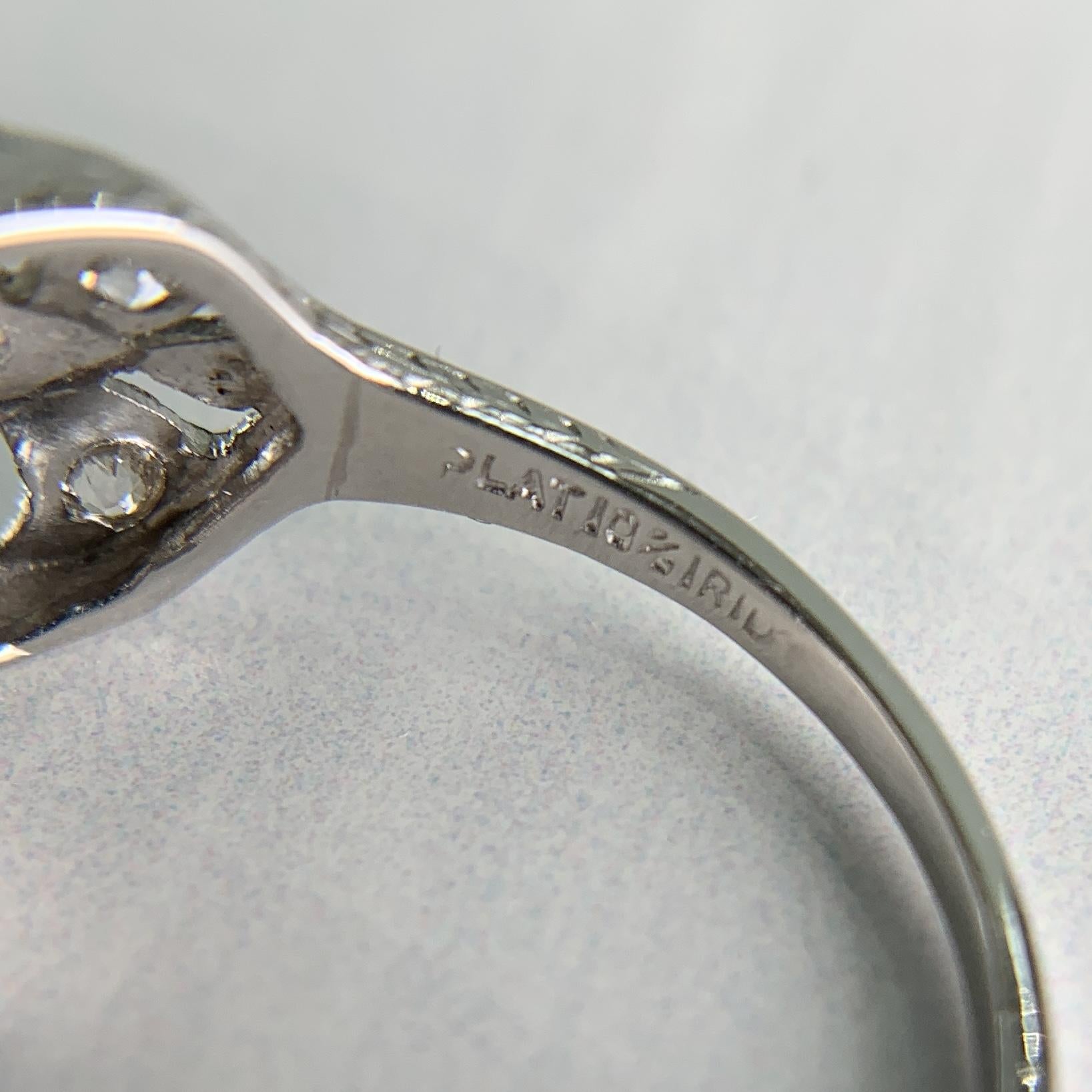 1930's Art Deco Old European Cut Diamond Ring Platinum