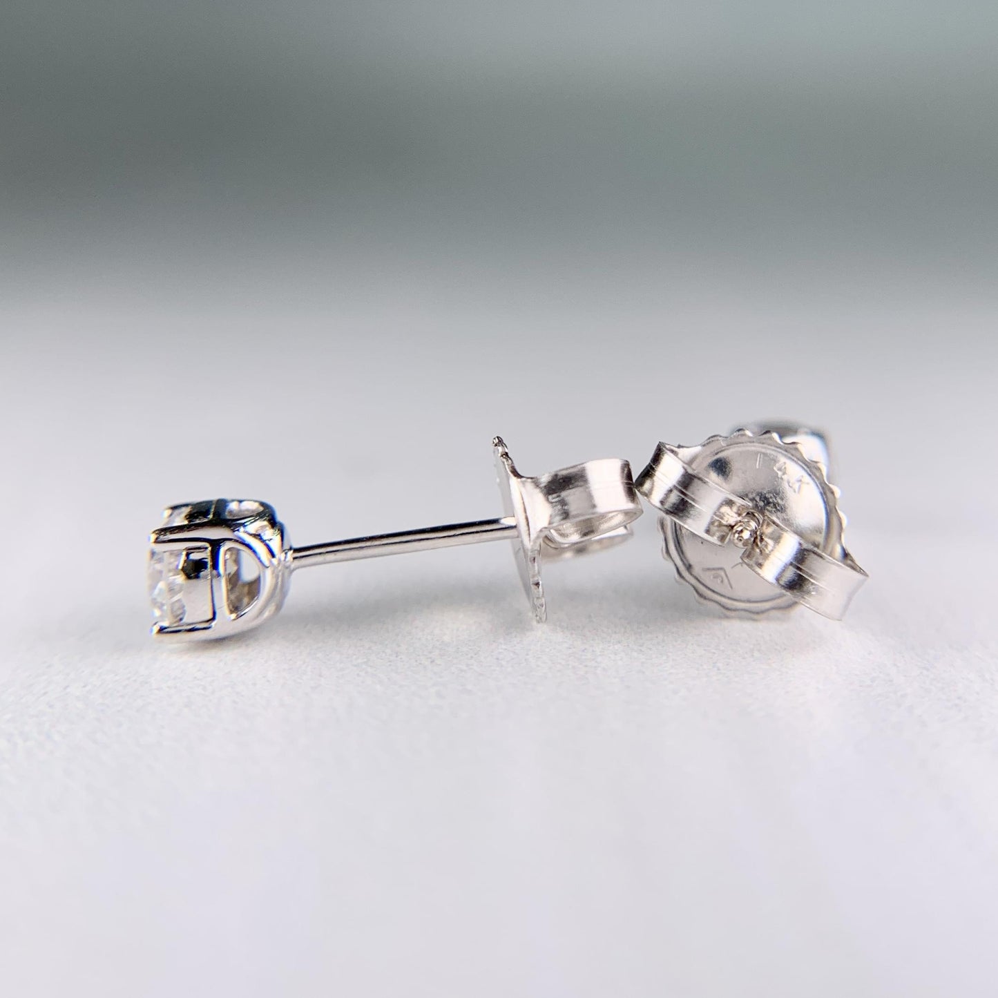 Half Carat Diamond Basket Studs Earrings 14k White Gold