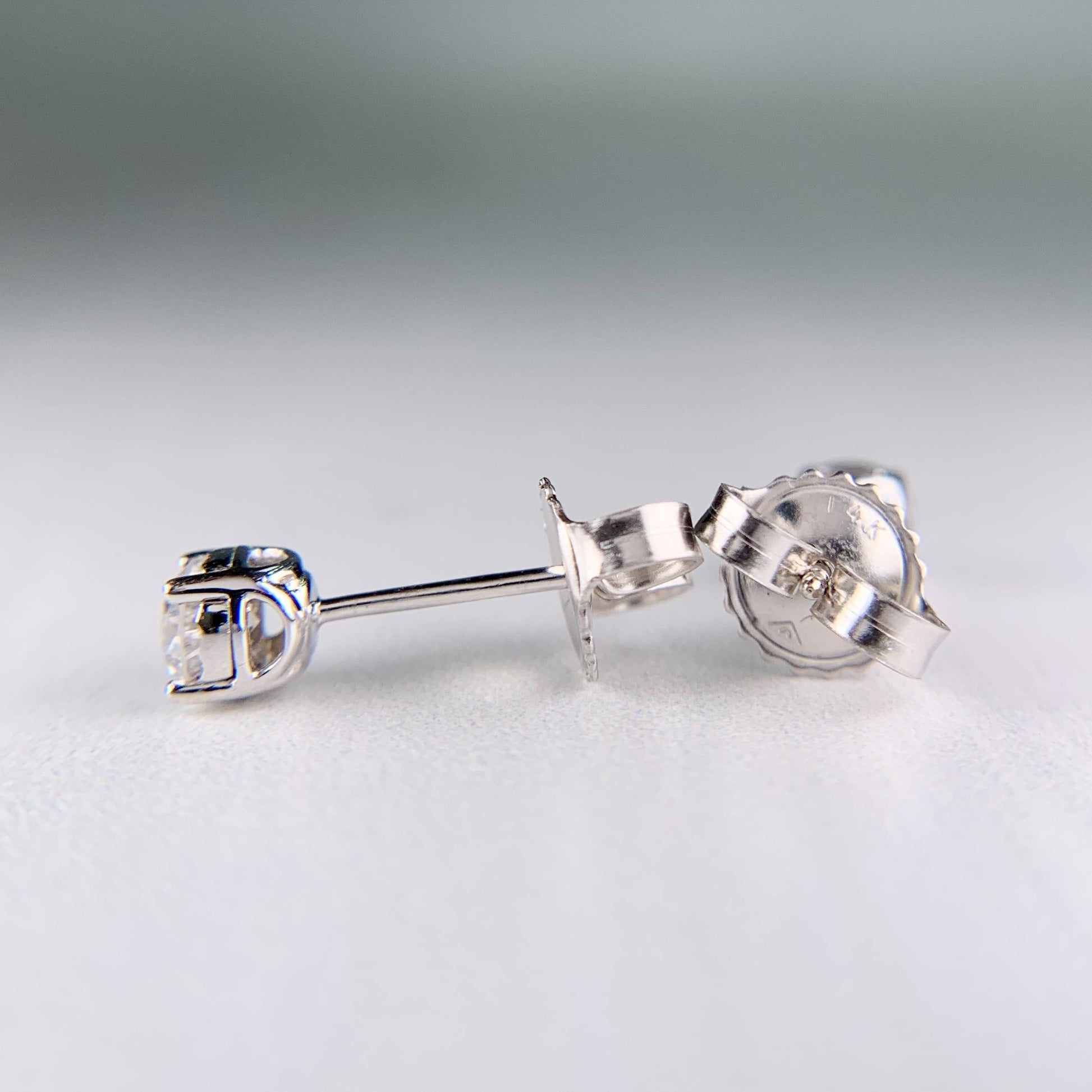 Half Carat Diamond Basket Studs Earrings 14k White Gold